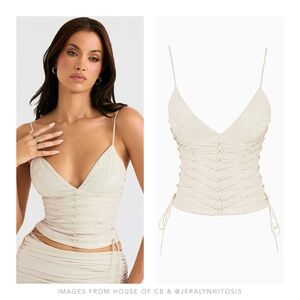 House of CB | ANTONELLA OFF WHITE VEGAN LEATHER CORSET